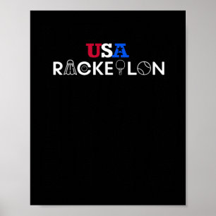Usa Racketlon - Table Tennis Badminton Squash Tenn Poster