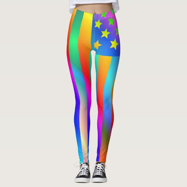 USA Rainbow Flag Leggings (Front)