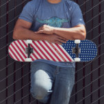 USA Red Blue White Stars Stripes Flag Monogrammed Skateboard<br><div class="desc">The all American, Stars and Stripes, Old Glory, Star-Spangled Banner, USA flag, red blue white, custom, personalised, beautiful elegant faux gold script / typography, name / monogram / initials, quality hard-rock maple competition shaped skateboard deck, to show your pride, patriotism, love. Make a great patriotic gift for birthday, fathers day,...</div>