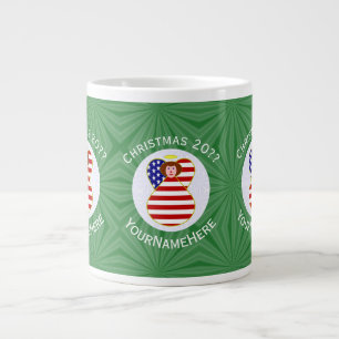 USA Red Hair Angel Christmas Flag Personalised Large Coffee Mug
