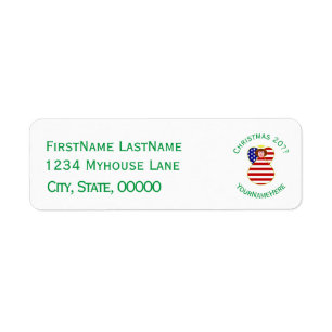 USA Red Hair Angel Christmas Flag Personalised  Return Address Label