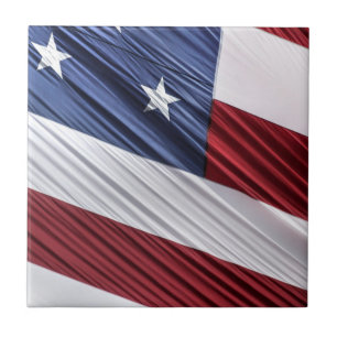 USA Red, White and Blue American Patriotic Flag Ceramic Tile