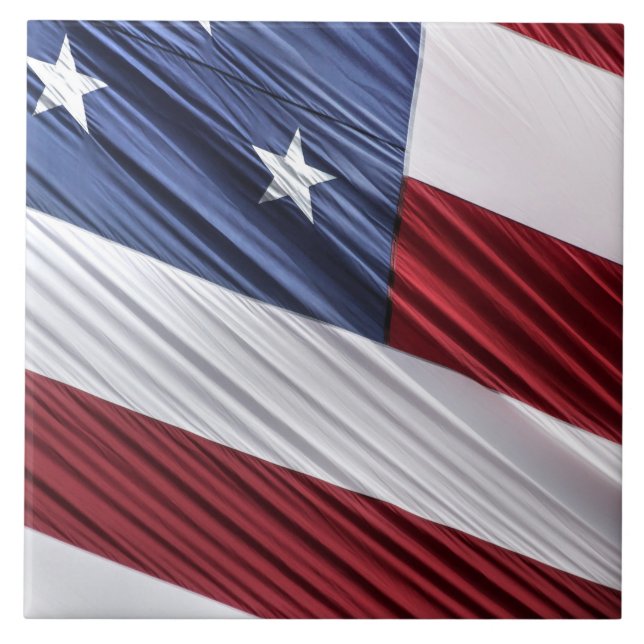 USA Red, White and Blue American Patriotic Flag Ceramic Tile (Front)