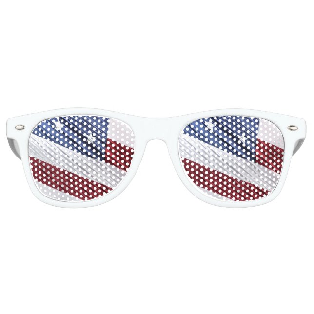 USA Red, White and Blue American Patriotic Flag Retro Sunglasses (Front)