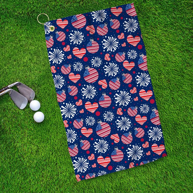 USA Red White and Blue Fireworks | Holidays Golf Towel (Creator Uploaded)