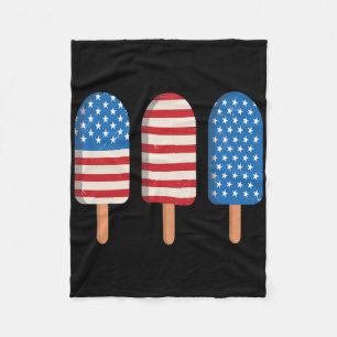 Usa Red White And Blue Retro 4th Of July American Fleece Blanket