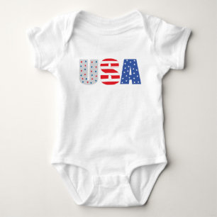 USA Red White And Blue Stars And Stripes Baby Bodysuit