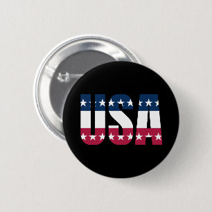 USA Red White and Blue with Stars 6 Cm Round Badge