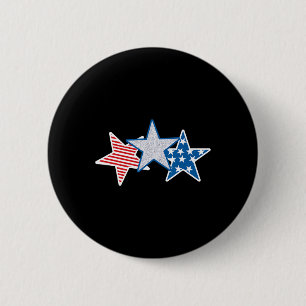 Usa Red White Blue American Flag U.s.a Stars Strip 6 Cm Round Badge