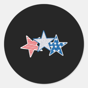 Usa Red White Blue American Flag U.s.a Stars Strip Classic Round Sticker