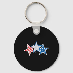 Usa Red White Blue American Flag U.s.a Stars Strip Key Ring