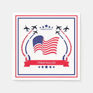 USA Red White & Blue Any Occasion Party Supplies Napkin