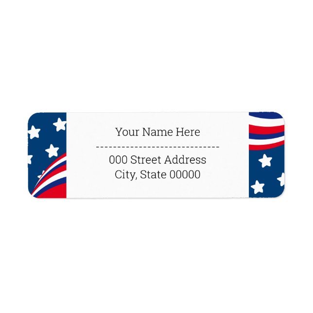 USA Red White & Blue Patriotic Return Address Label (Front)