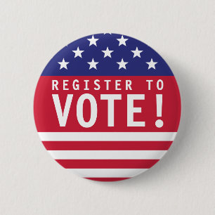 USA Register to Vote 6 Cm Round Badge