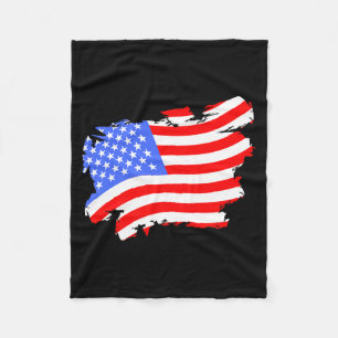 USA Retro Vintage Distressed Flag For Patriotic Fleece Blanket