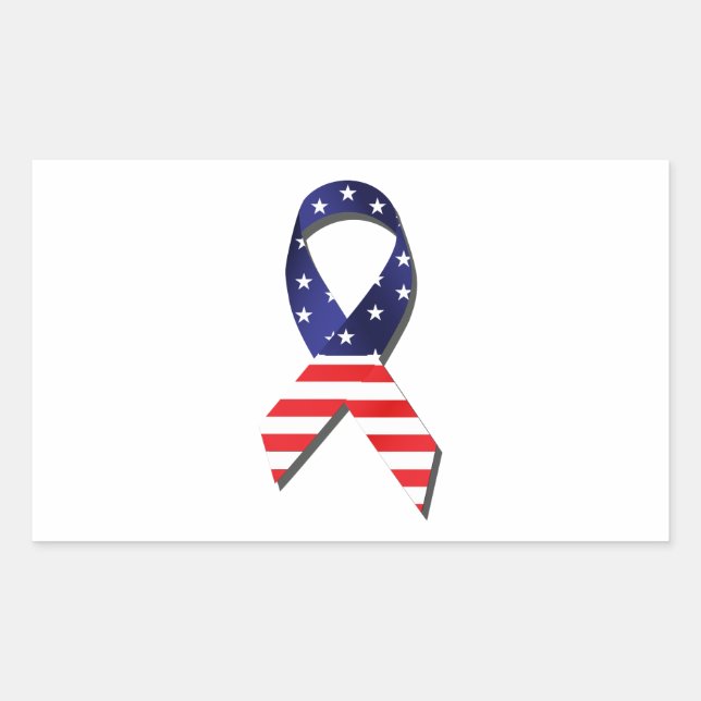 USA Ribbon Rectangular Sticker (Front)
