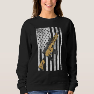 Usa Rifle Flag - Proud American Gun Owner - Machin Sweatshirt
