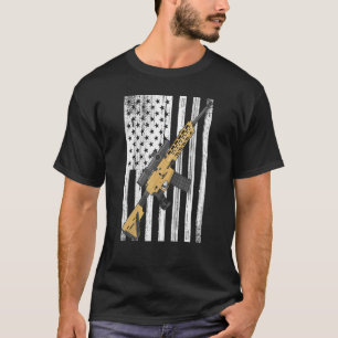 Usa Rifle Flag - Proud American Gun Owner - Machin T-Shirt