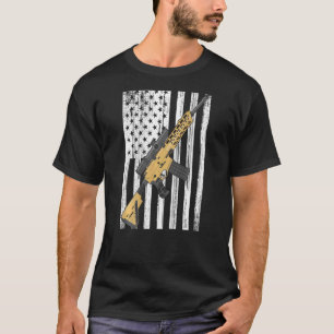 Usa Rifle Flag - Proud American Gun Owner On Back T-Shirt