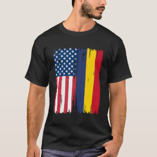 Usa Romania Half American Flag Roots T-Shirt