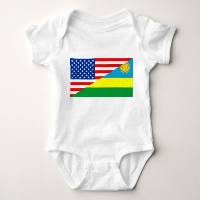 usa rwanda country half flag america symbol baby bodysuit (Front)