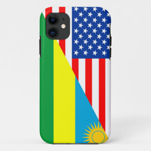 usa rwanda country half flag america symbol iPhone 11 case