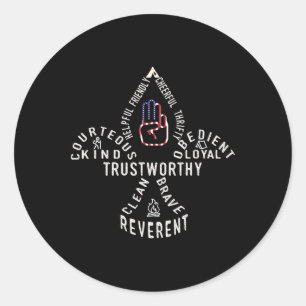 Usa Scouting American Flag Scouting Law Classic Round Sticker