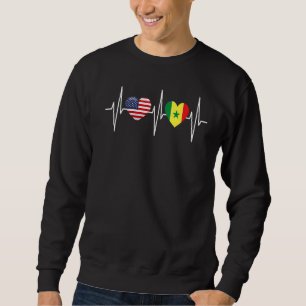 Usa Senegal Heartbeat America Senegalese Flag Hea Sweatshirt