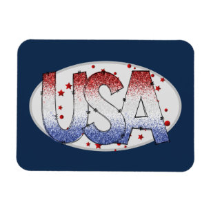 USA Shimmer and Stars Word Art Magnet