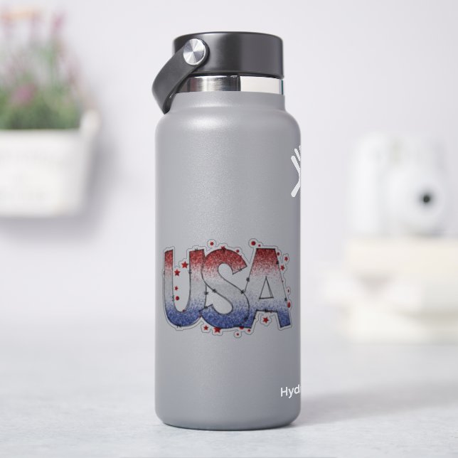 USA Shimmer and Stars Word Art Vinyl (HydroFlask)