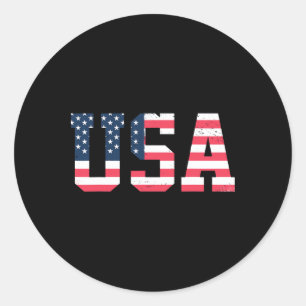 Usa Shirt Boy Men - American 4th Of July Patriotic Classic Round Sticker