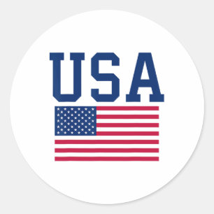 Usa Shirt Women Men Kids American Flag Patriotic 4 Classic Round Sticker