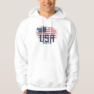USA Since 1776, Grunge American Flag Hoodie