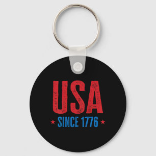 USA Since 1776 Patriotic Independence Day Vintage Key Ring