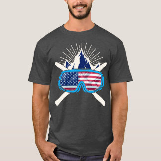USA Ski Skiing America American Flag Patriotic T-Shirt
