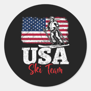Usa Ski Team America Skiing Winter Sports Us Skiin Classic Round Sticker