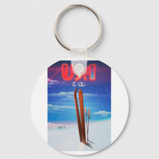 usa ski travel poster key ring