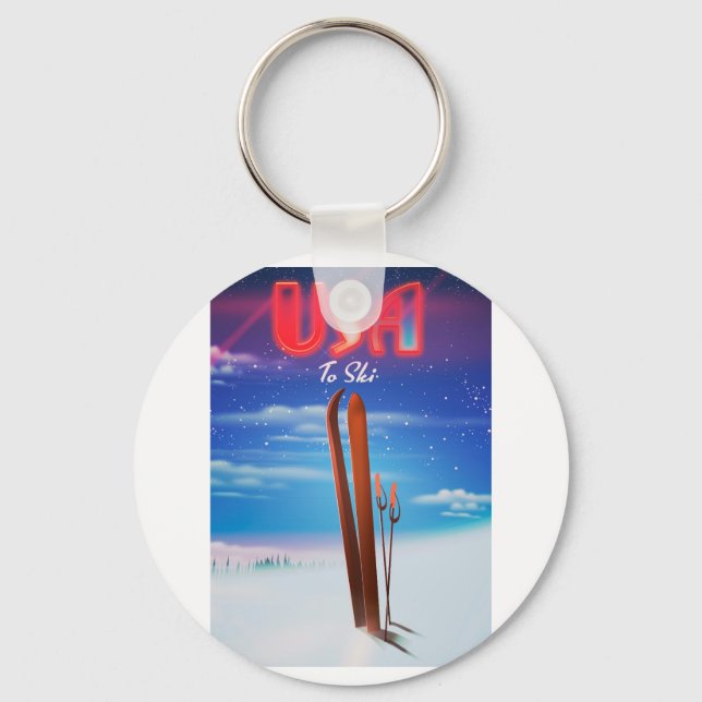 usa ski travel poster key ring (Front)