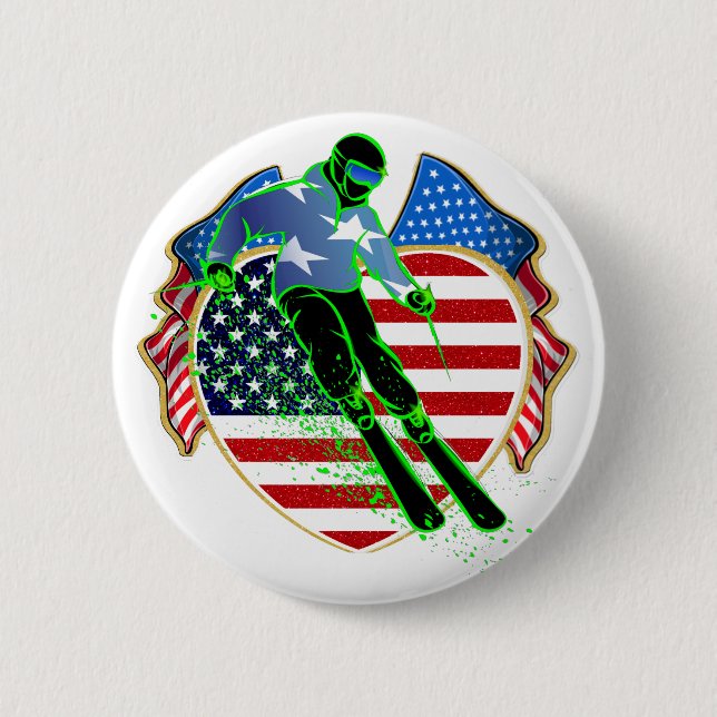 USA SKIING BUTTON (Front)