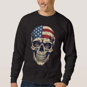 Usa Skull 4th Of Julay Scary Usa Skull Men Kid Wom Sweatshirt