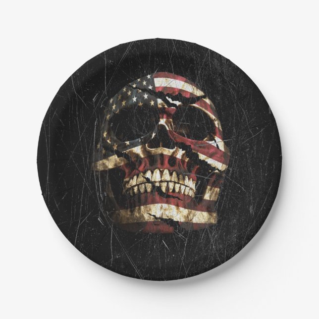 USA Skull Paper Plate (Front)