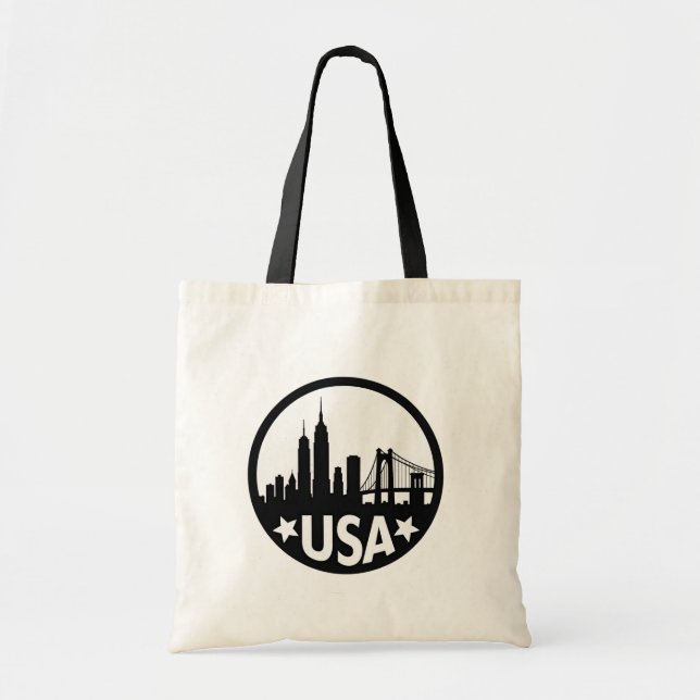 USA Skyline Silhouette Tote Bag (Front)