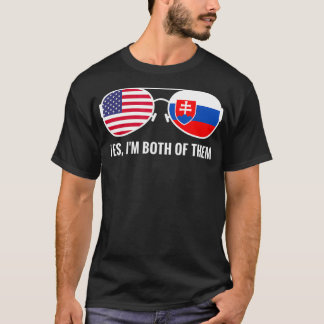 USA Slovakia Flag Sunglasses Slovakian country  T-Shirt