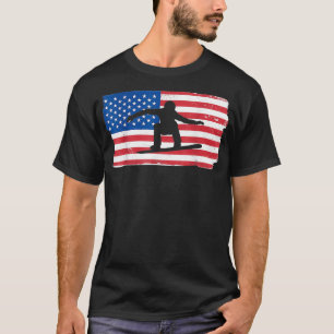 USA Snowboarding Patriotic American Flag Snowboard T-Shirt