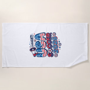 USA Soccer 2026 Soccer Bold Country Typography Tra Beach Towel