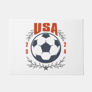 USA Soccer Ball 2024 Stars & Laurel Wreath Vintage Doormat