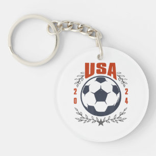 USA Soccer Ball 2024 Stars & Laurel Wreath Vintage Key Ring