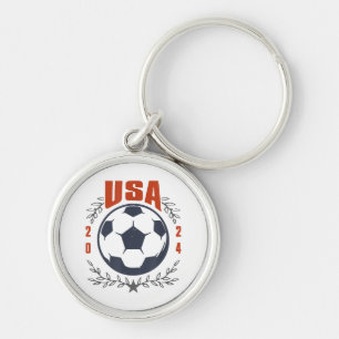 USA Soccer Ball 2024 Stars & Laurel Wreath Vintage Key Ring