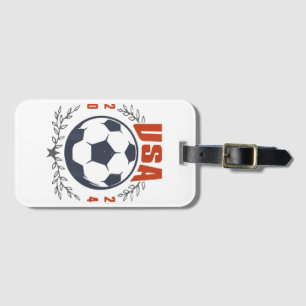 USA Soccer Ball 2024 Stars & Laurel Wreath Vintage Luggage Tag