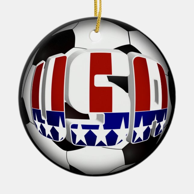 USA Soccer Ball Ceramic Tree Decoration (Front)